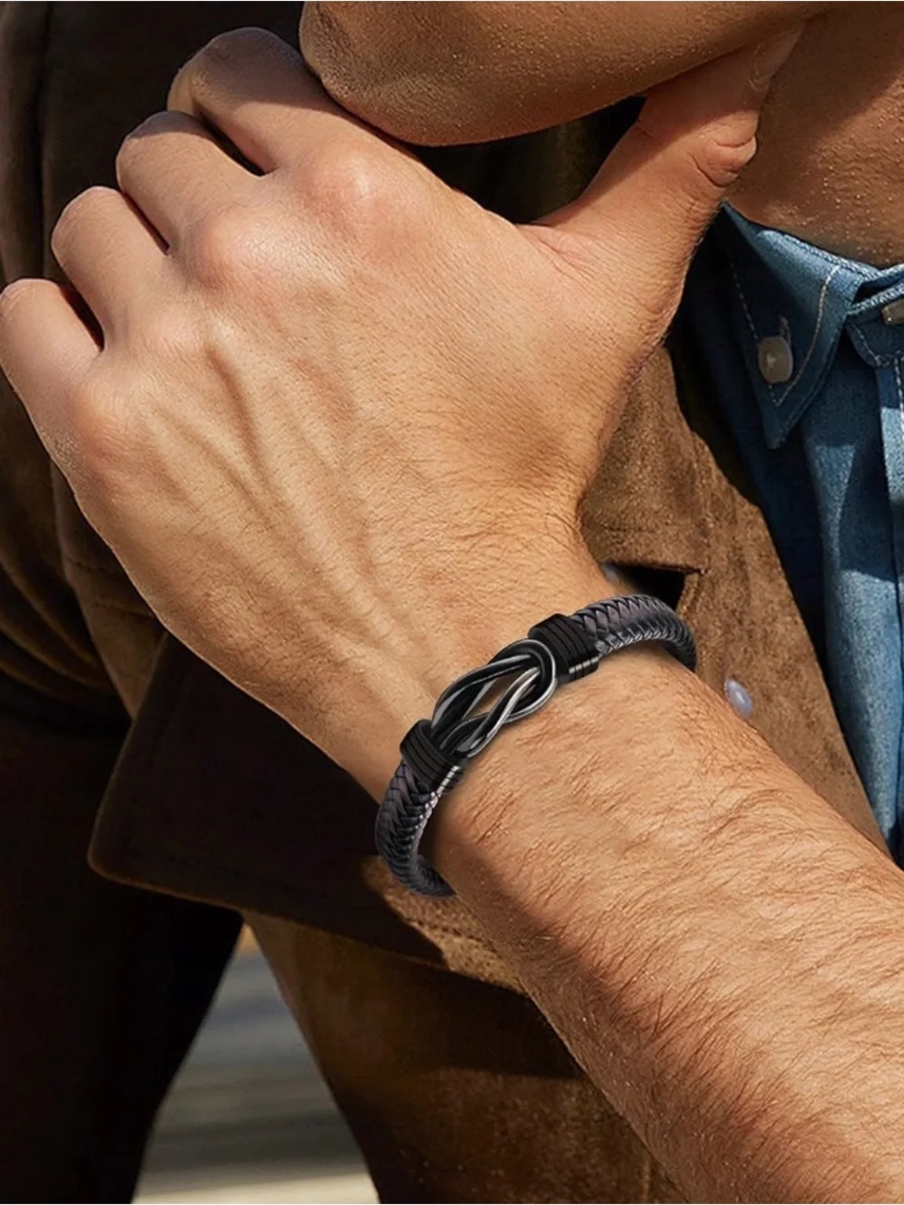 Love You Forever Black Braided Men’s Promise Bracelet